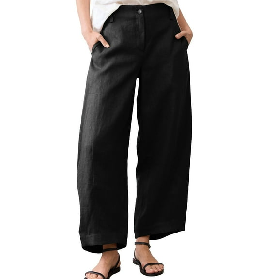 iHPH7 Loose Pants for Women Palazzo Pants for Women Cotton Pants for Women Streetwear Business Casual Pants for Women Flowy Pants for Women Casual Pants for Women Black S