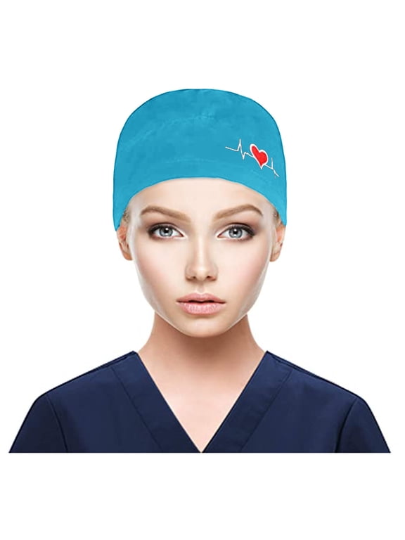 Nurse Caps for Women Scrub Cap Nurse Hat Silk Lined Scrub Caps Women Nurse Hats for Women Scrub, Sky Blue One Size