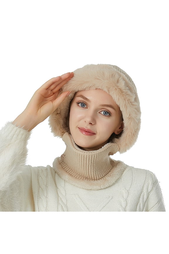 One Piece Cold Scarf Hats Scarves for Women Winter Hats for Women Windproof Scarf Hats Gorros De Frio Para Mujeres Christmas Gifts Winter Scarf Beige One Size