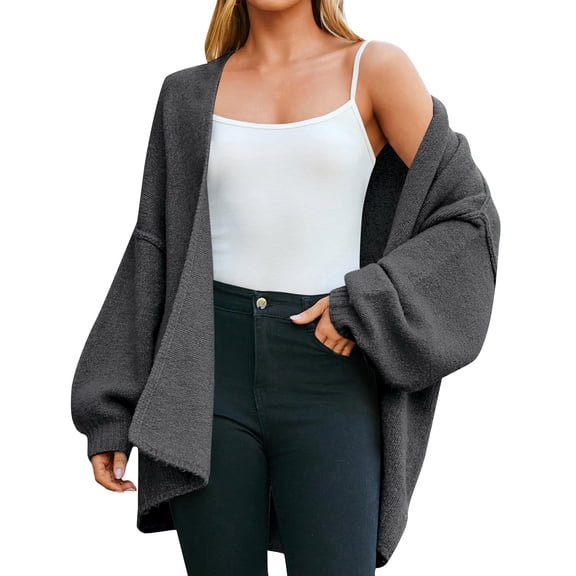 iHPH7 Open Front Cardigan for Women Casual Outerwear Open Cardigans for Women Soft Cardigans for Women Casual Outfits for Women's Outerwear Long Sleeve Sweaters for Women Dark Gray XL