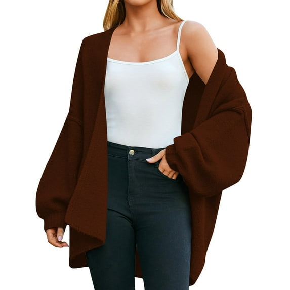 iHPH7 Open Front Cardigan for Women Fall Clothes Open Cardigans for Women Oversized Sweaters for Women Long Sleeve Cardigan for Women Knits Clothing Travel Cardigan Coffee L