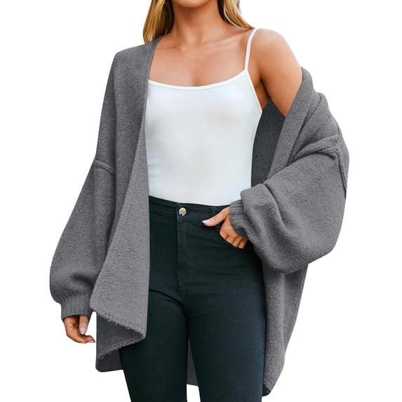 iHPH7 Open Front Cardigan for Women Fall Outfits for Women Open Cardigans for Women Open Cardigans for Women Cardigan with Pockets Travel Cardigan Chunky Knit Cardigan Gray XL