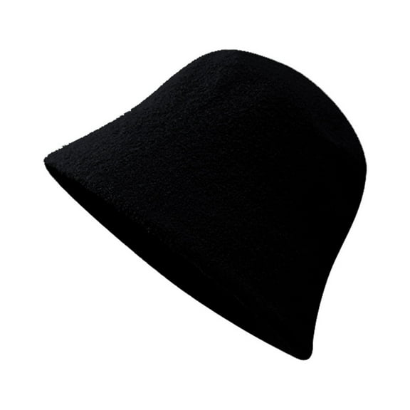 iHPH7 Outdoor Bucket Hats Adult Bucket Hat Packable Sun Hat Faux Fur Hat Fuzzy Winter Hat, Black A