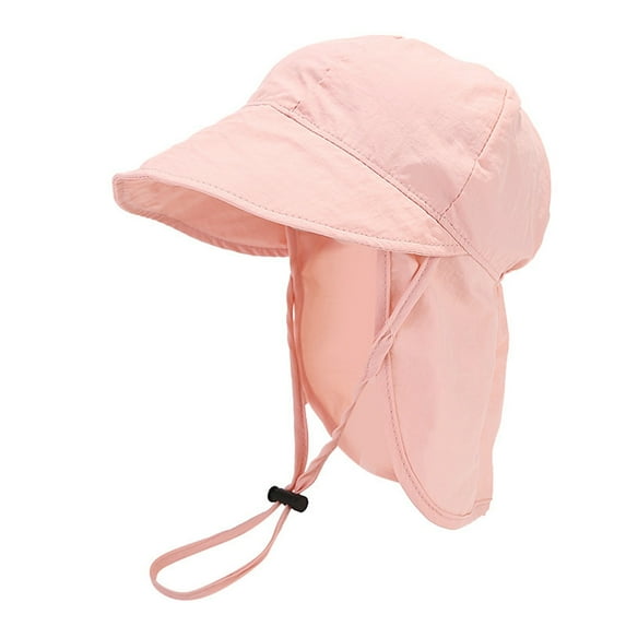 iHPH7 Outdoor Hat Bucket Hat with Strings Toddler Sun Hat Sun Hats for Kids Fishing Hats, Pink One Size