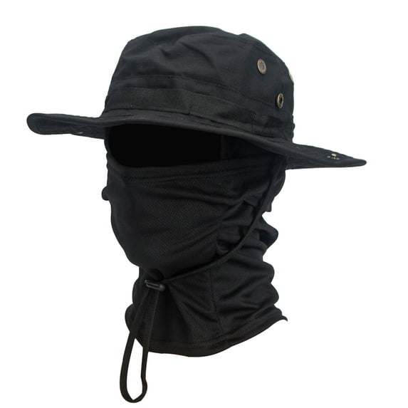 iHPH7 Outdoor Safari Sun Hat with Neck Flap Breathable Camo Boonie Cap with Face Cover for Men Fishing Hunting and Work C One Size