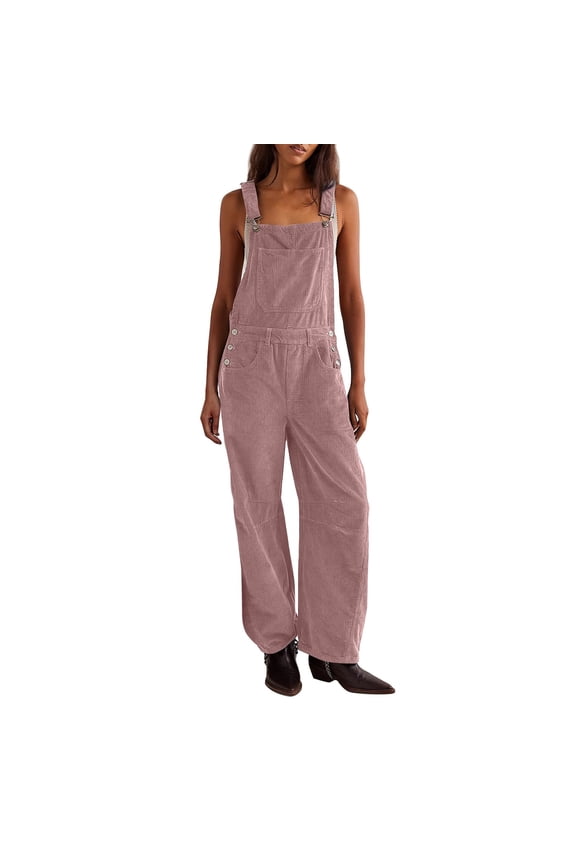 Overalls for Women Loose Fit, Bib Overalls Women, Corduroy Overalls for Women, Wide Leg Overalls for Women, One Piece Jumpsuits for Women, Pink S
