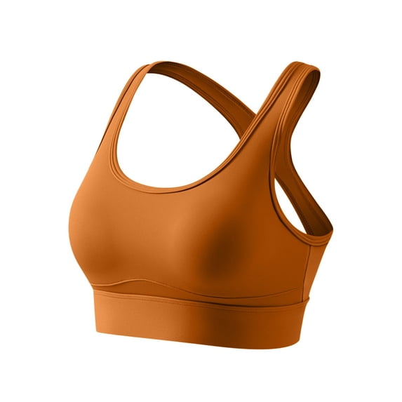 iHPH7 Padded Sports Bra Criss-cross Back Padded Strappy High Impact Sports Bras for Women Full Coverage Yellow XXL