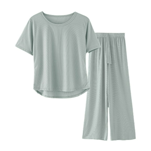 iHPH7 Pajama Sets for Women 2 Piece 2 Piece Lounge Set Women Short Sleeve Pajama Set for Women Soft Pajama Set for Women Womens Loungewear Set, Green XL