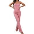 thumbnail image 1 of iHPH7 Pajamas for Women Cami and Pants Set Lace Trim V Neck Sleepwear Pajama Sets Polka Dot Loungewear Comfy Pjs Nightwear Outfit Pink L, 1 of 3