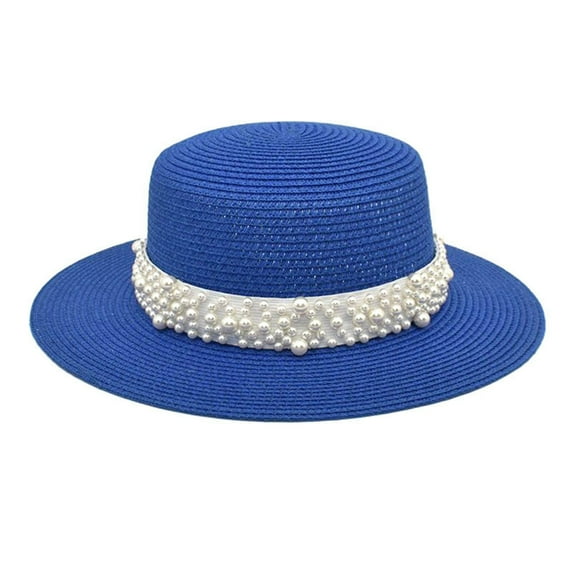 iHPH7 Panama Hat Straw Bucket Hat Fedora Hats for Men Wide Brim Fedora Hats for Men Straw Sun Hat, Blue One Size