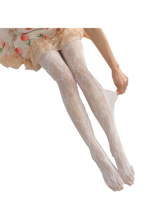 Pantyhose Lace Pantyhose Panty Hose Sheer Tights Lace Stockings High Waisted Pantyhose Nylon Tights White One Size
