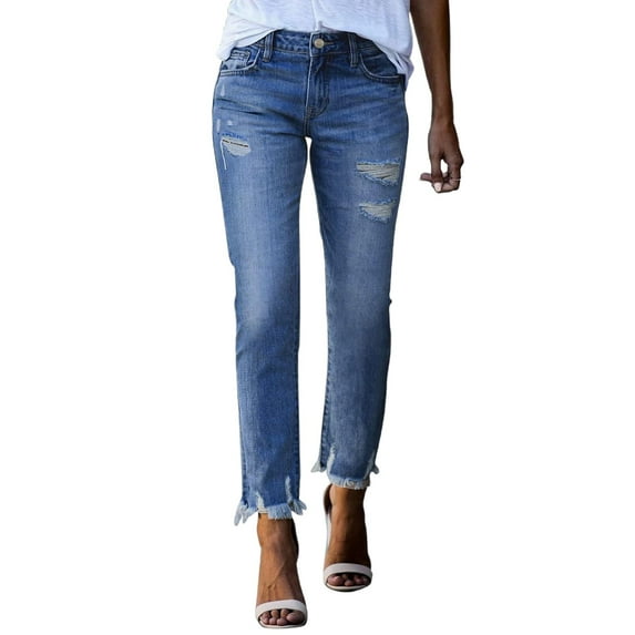 iHPH7 Petite Jeans for Women Fall Clothes Ripped Jeans Womens Women's Jeans Straight Leg Jeans for Women Travel Pants Women Denim Pants for Women Light Blue XXL