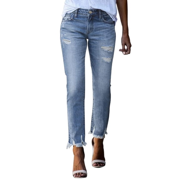 iHPH7 Petite Jeans for Women Y2k Jeans Ripped Jeans Womens Casual Pants for Women Straight Leg Jeans for Women Fall Outfits for Women Fall Clothes Blue L