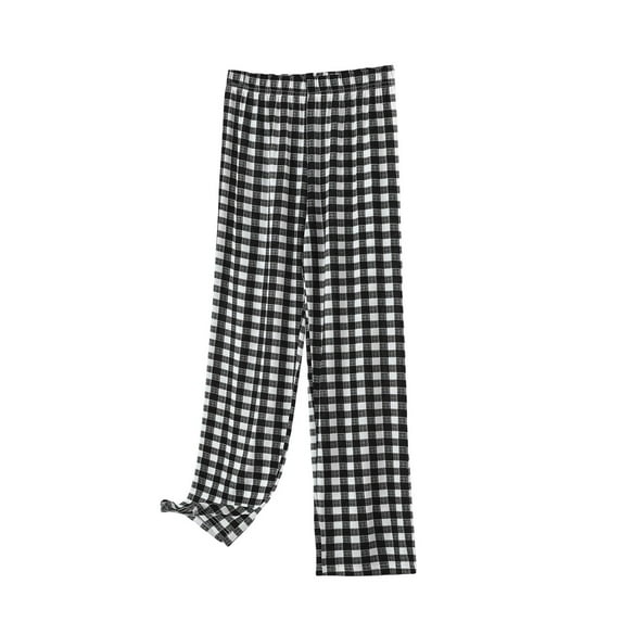 iHPH7 Plaid Pants for Women Pull On Pants for Women Baggy Pants Casual Pants for Women Travel Pants Women Pajama Pants Women Trousers Pants for Women Black L