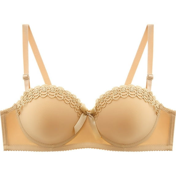 iHPH7 Plus Size Bras for Women, Half Cup Bra, Push Up Bras for Women, Underwire Bras for Women, Breathable Bras for Women, Beige 40