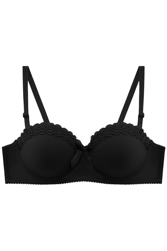 Plus Size Bras for Women, Half Cup Bra, Push Up Bras for Women, Underwire Bras for Women, Breathable Bras for Women, Black 34