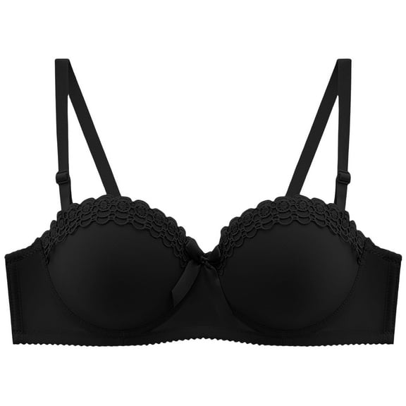 iHPH7 Plus Size Bras for Women, Half Cup Bra, Push Up Bras for Women, Underwire Bras for Women, Breathable Bras for Women, Black 42