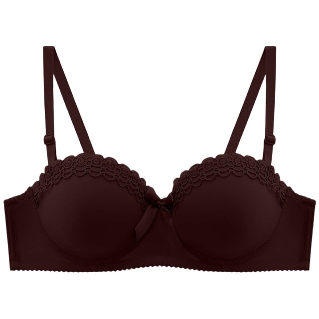 iHPH7 Plus Size Bras for Women, Half Cup Bra, Push Up Bras for Women, Underwire Bras for Women, Breathable Bras for Women, Coffee 34
