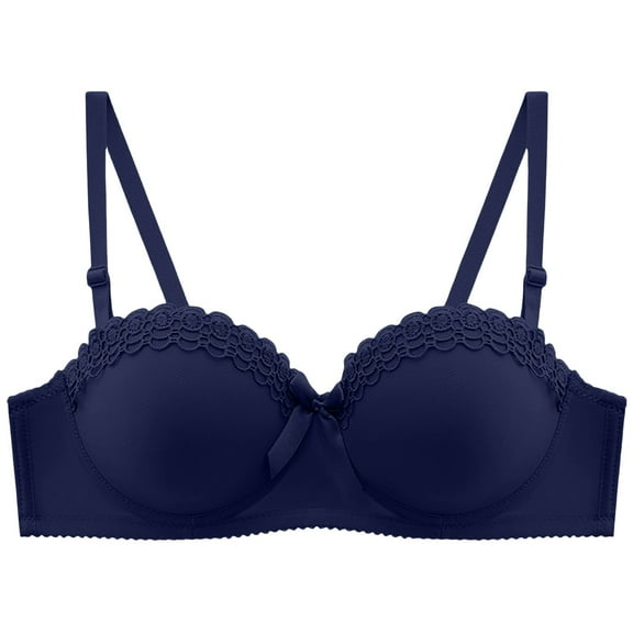 iHPH7 Plus Size Bras for Women, Half Cup Bra, Push Up Bras for Women, Underwire Bras for Women, Breathable Bras for Women, Dark Blue 32