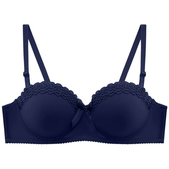 iHPH7 Plus Size Bras for Women, Half Cup Bra, Push Up Bras for Women, Underwire Bras for Women, Breathable Bras for Women, Dark Blue 34