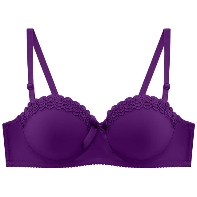 iHPH7 Plus Size Bras for Women, Half Cup Bra, Push Up Bras for Women, Underwire Bras for Women, Breathable Bras for Women, Purple 36