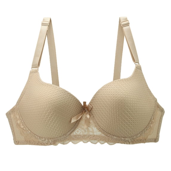 iHPH7 Plus Size Full Coverage Bras, Plus Size Bras for Women, Bras for Women No Underwire, Push Up Bra, Breathable Bras for Women, Beige 38D