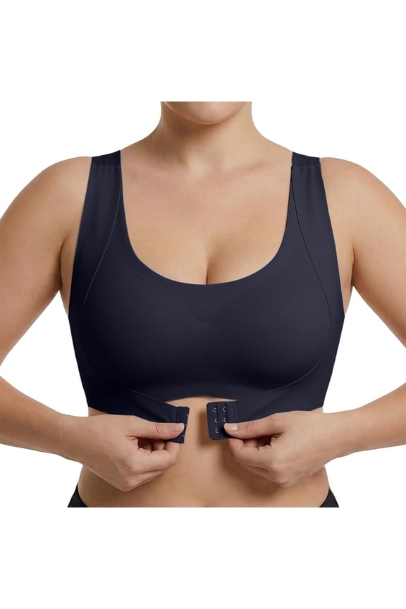Posture Correcting Bra Bras for Women No Underwire Wireless Seamless Bras for Women Soft Stretch Front Closure Bras for Women Black 4XL