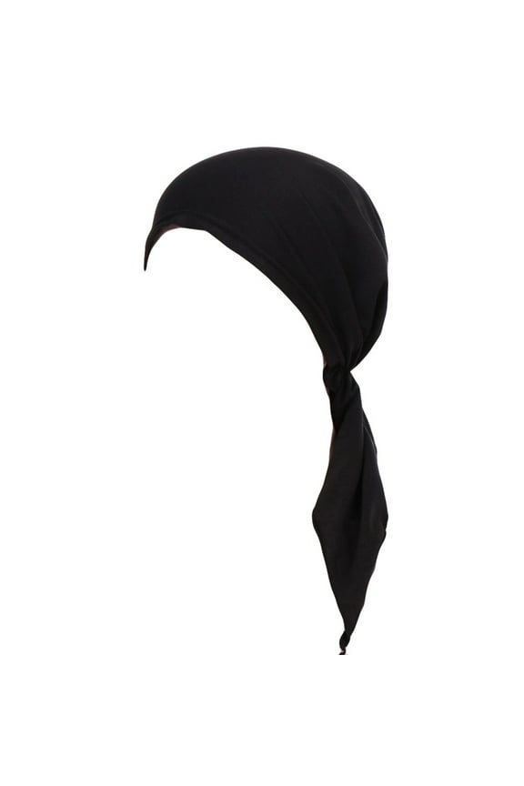 Pre Tied Head Scarf for Women Turban Head Wraps for Women Head Scarf Beanie for Women Muslim Head Scarf for Women, Black One Size