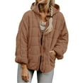 thumbnail image 1 of iHPH7 Puffer Jacket Puffer Coat Women Hooded Puffer Jacket Women Warm Clothes for Women Casual Outerwear Long Winter Coats for Women Mid Length Coats for Women Brown XL, 1 of 8