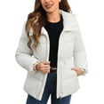 thumbnail image 1 of iHPH7 Puffer Jacket Womens Long Puffer Coat Women Zip Up Jackets for Women Puffer Coat Women's Outerwear Warm Clothes for Women Warm Jackets for Women White 3XL, 1 of 7