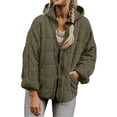 thumbnail image 1 of iHPH7 Puffer Jacket Zip Up Jackets for Women Hooded Puffer Jacket Women Winter Clothing for Women Winter Parka for Women Warm Clothes for Women Puffy Jackets Women Green S, 1 of 8