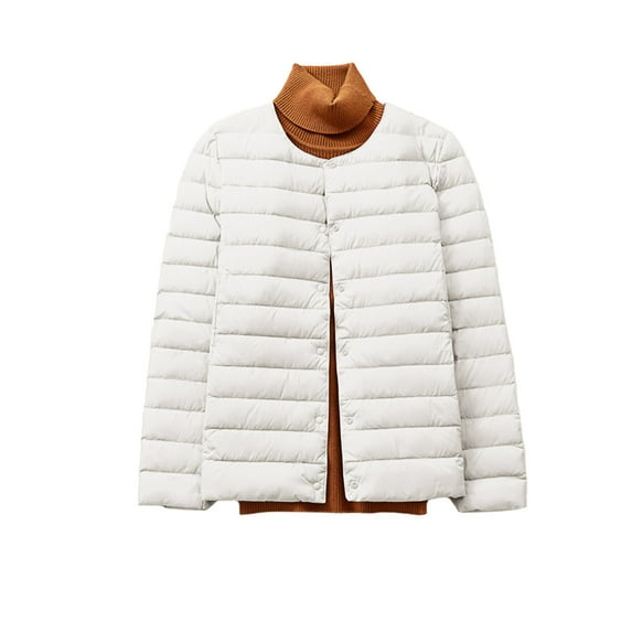 iHPH7 Quilted Jackets for Women's Outerwear Mid Length Puffer Coats for Women Quilted Puffer Jacket Warm Winter Coats for Women Thick Winter Coats for Women Parkas for Women White XXL