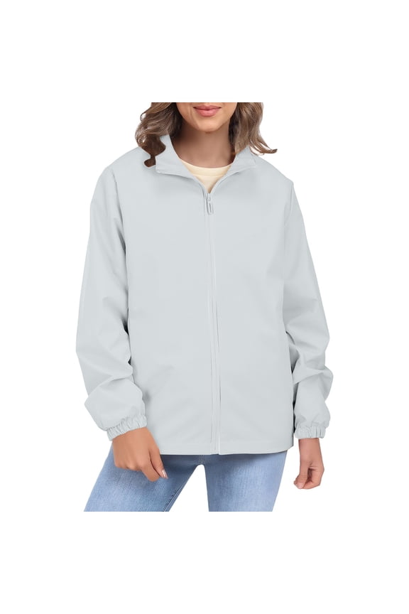 Raincoats for Women with Hood Softshell Jacket Women's Outerwear Lightweight Rain Jacket Women Windbreaker Jacket Women Fall Outfits for Women Fall Fashion Light Gray S