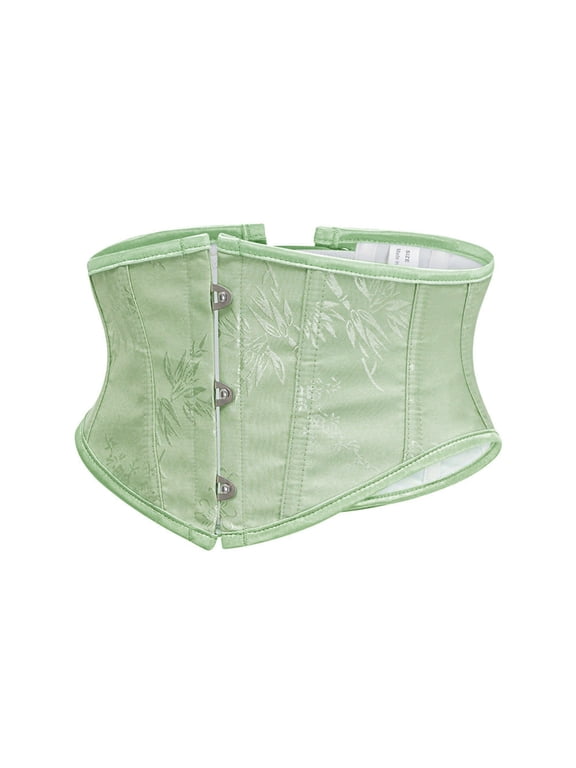 Renaissance Jacquard Corset Belt for Women Front Busk Underbust Bustier Bodice Green XL