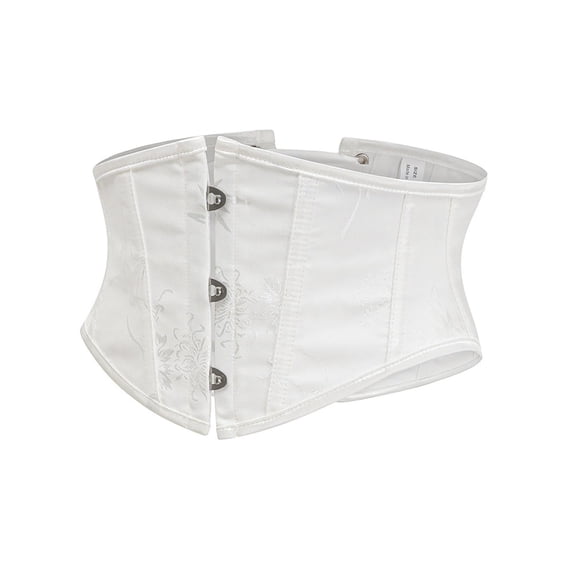iHPH7 Renaissance Jacquard Corset Belt for Women Front Busk Underbust Bustier Bodice White XXL
