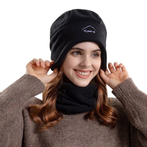 iHPH7 Russian Hat Fuzzy Hat Winter Cap Winter Hats for Women Trapper Hat Winter Hats for Women Cold Weather Fleece Hat Black One Size