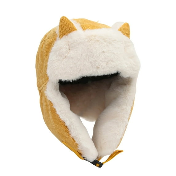 iHPH7 Russian Hat Trapper Hat Fuzzy Hat Ear Warmers Trapper Hat Winter Accessories for Women Winter Hats for Women Cold Weather Yellow One Size