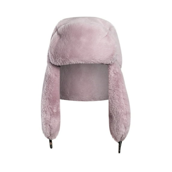 iHPH7 Russian Hat Trapper Hat Fuzzy Hat Furry Hat with Ear Flaps Fluffy Hat Snow Hat Hot Pink One Size