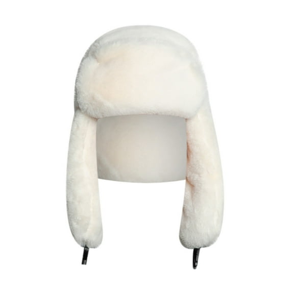 iHPH7 Russian Hat Trapper Hat Fuzzy Hat Furry Hat with Ear Flaps Fluffy Hat Snow Hat White One Size