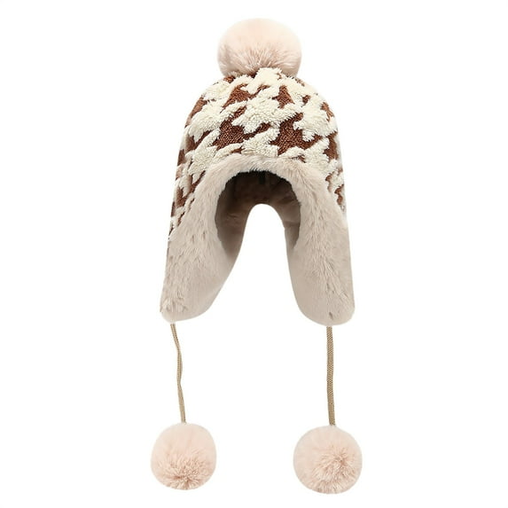iHPH7 Russian Hat Trapper Hat Warm Hats for Women Trapper Hat Winter Accessories for Women Fleece Hat Ear Warmers Brown M
