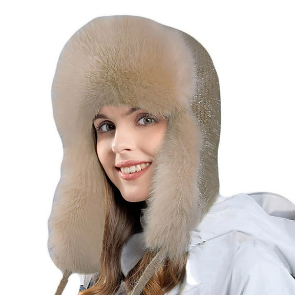 iHPH7 Russian Hat Winter Accessories for Women Trapper Hat Winter Cap Winter Hats for Women Trapper Hat Fleece Hat Khaki One Size