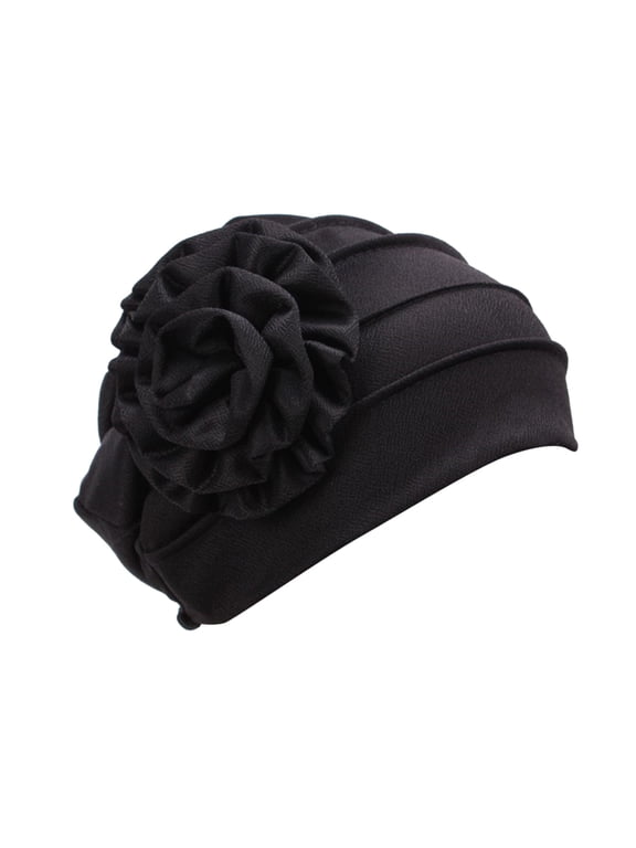 Scarf for Women Head Wrap Hair Turban Chemo Hats for Women Cancer Headwear for Women African Turbans for Women, Black One Size