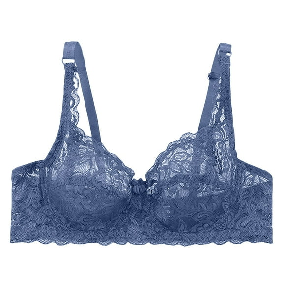 iHPH7 See Through Bra, Lace Bra, No Padding Bras for Women, Underwire Bras for Women, Mesh Bra, Blue 40