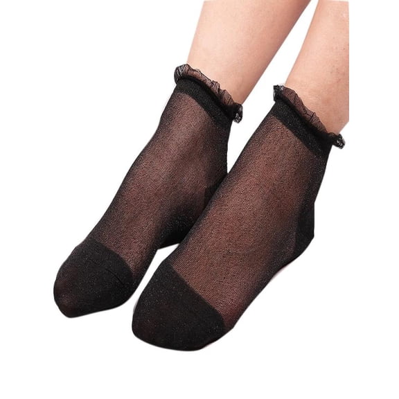 iHPH7 Sheer Socks Lace Ankle Socks Women Mesh Socks Stockings for Women Womens Low Cut Socks Casual Socks for Women Ankle Socks Black 4 One Size