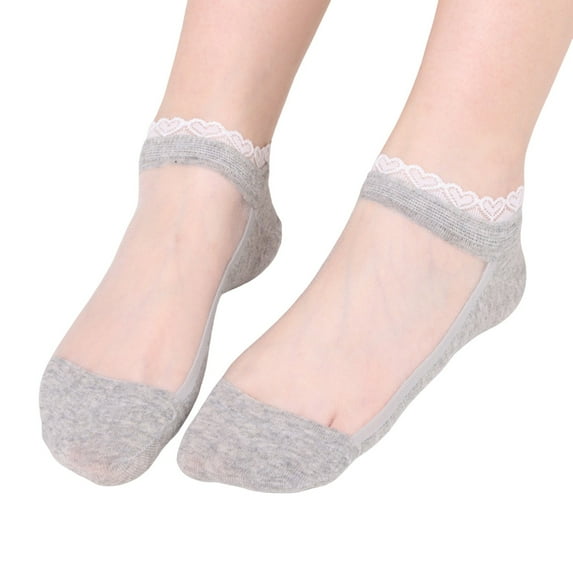iHPH7 Sheer Socks Silk Socks Mesh Socks Comfortable Socks for Women Short Socks for Women Thin Socks Sheer Ankle Socks Women Gray One Size
