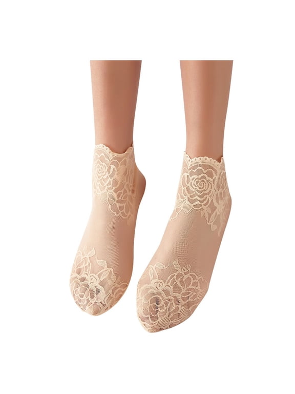 Sheer Socks Women Lace Ankle Socks Women Mesh Socks for Women Womens Socks Ankle Women Ankle Socks Womens Socks Low Cut Comfortable Socks for Women Beige One Size