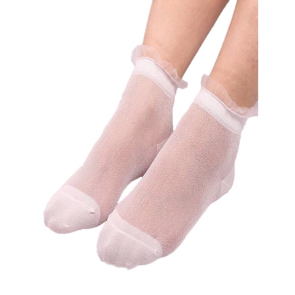 iHPH7 Sheer Socks Women Lace Socks Mesh Socks for Women See Through Socks Women Ankle Socks Nylon Socks for Women Comfortable Socks for Women White One Size