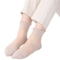 thumbnail image 1 of iHPH7 Sheer Socks Women Ruffle Ankle Socks for Women Thin Lace See Through Sock Beige One Size, 1 of 4