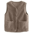 thumbnail image 1 of iHPH7 Sherpa Vest Fall Vest for Women Sherpa Fleece Vest Plush Vest Winter Vest for Women Fall Fashion Sleeveless Vest for Women Brown 3XL, 1 of 6