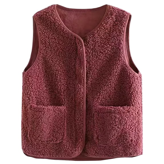 iHPH7 Sherpa Vest Fuzzy Vest Women's Outerwear Sherpa Fleece Vest Fleece Vest Women Winter Jackets for Women Sleeveless Vest for Women Red 5XL